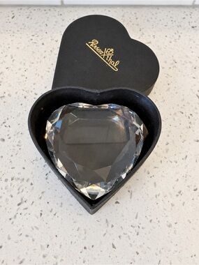 Rosenthal Crystal Heart Paperweight Clear Faceted Crystal w/ Original Box